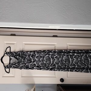 Tommy Bahama XL Black and White Patterned Drape Neck Maxi Dress